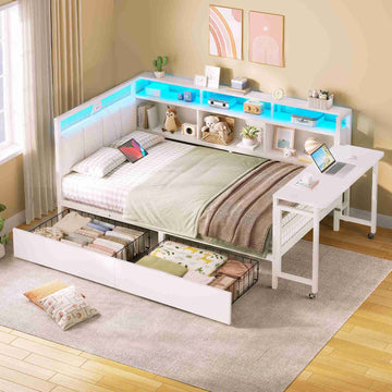 AOGLLATI Canapé Lit 1 Place avec Table et Deux Tiroirs Banquette Lit 90X200