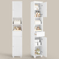 Armoire de Salle de Bain Meuble de Rangement avec Tiroir Étagères Réglables 2 Étagères Ouvertes 30 x 30 x 180 cm Blanc