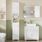 Armoire de Salle de Bain Meuble de Rangement avec Tiroir Étagères Réglables 2 Étagères Ouvertes 30 x 30 x 180 cm Blanc