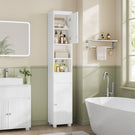 Armoire de Salle de Bain Meuble de Rangement avec Tiroir Étagères Réglables 2 Étagères Ouvertes 30 x 30 x 180 cm Blanc