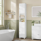 Armoire de Salle de Bain Meuble de Rangement avec Tiroir Étagères Réglables 2 Étagères Ouvertes 30 x 30 x 180 cm Blanc