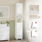 Armoire de Salle de Bain Meuble de Rangement avec Tiroir Étagères Réglables 2 Étagères Ouvertes 30 x 30 x 180 cm Blanc