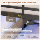 Lit superposé AOGLLATI 90 x 200 avec éclairage LED et 4 ports USB composé de 2 lits de 90 x 200 avec structure métallique doté de nombreux espaces de rangement