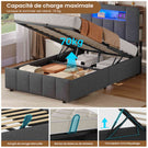 AOGLLATI Lit Coffre 90×200 avec Rangement HydrauliqueÉclairage LED et Multiprise Lit 1 Personne avec Tête de Lit à Rangement Capitonné en Velours Beige