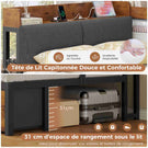 AOGLLATI Canapé Lit 140x190 avec Rangement Lit Coffre avec Multiprise et Éclairage LED Lit Enfant avec Tête de Lits Rembourrée 6 Compartiments & 6 Tiroirs