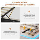 AOGLLATI Lit avec rangement 140 x 190 équipé d'un éclairage LED RGB de plusieurs prises électriques et de nombreux espaces de rangement lit double en velours côtelé beige