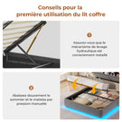AOGLLATI Lit avec rangement 140 x 190 équipé d'un éclairage LED RGB de plusieurs prises électriques et de nombreux espaces de rangement lit double en velours côtelé beige