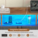AOGLLATI  140x200 Lit de stockage hydraulique avec lumière LED et prises électriques plusieurs espaces de stockage sans matelas housse de