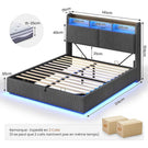 AOGLLATI Lit avec rangement 140 x 190 équipé d'un éclairage LED RGB de plusieurs prises électriques et de nombreux espaces de rangement lit double en velours côtelé beige