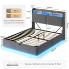 AOGLLATI Lit avec rangement 140 x 200 équipé d'un éclairage LED RGB de plusieurs prises électriques et de nombreux espaces de rangement lit double en velours côtelé beige