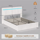 AOGLLATI  140x200Lit double  avec nombreux espaces de rangement éclairage LED port USB et multiprise avec tête de lit rembourrée