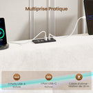 AOGLLATI  140x200Lit double  avec nombreux espaces de rangement éclairage LED port USB et multiprise avec tête de lit rembourrée