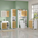 AOGLLATI Meuble Machine à Laver Meuble Toilettes WC Rangement avec 7 Compartiments Armoire de Salle de Bain avec Étagères réglables 173×82×20 cm