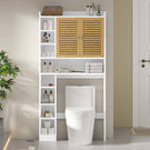 AOGLLATI Meuble Machine à Laver Meuble Toilettes WC Rangement avec 7 Compartiments Armoire de Salle de Bain avec Étagères réglables 173×82×20 cm