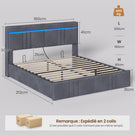AOGLLATI  160x200Lit double  avec nombreux espaces de rangement éclairage LED port USB et multiprise avec tête de lit rembourrée