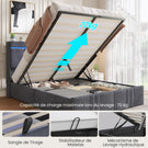 AOGLLATI  140x200Lit double  avec nombreux espaces de rangement éclairage LED port USB et multiprise avec tête de lit rembourrée