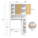 AOGLLATI Meuble Machine à Laver Meuble Toilettes WC Rangement avec 7 Compartiments Armoire de Salle de Bain avec Étagères réglables 173×82×20 cm