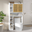 AOGLLATI Meuble Machine à Laver Meuble Toilettes WC Rangement avec 7 Compartiments Armoire de Salle de Bain avec Étagères réglables 173×82×20 cm