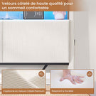 AOGLLATI Lit de 90 × 200 équipé d'un éclairage LED et de plusieurs prises électriques avec une tête de lit rembourrée et des espaces de rangement dissimulés lit d'enfant en velours côtelé blanc