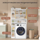 AOGLLATI Meuble Machine à Laver Meuble Toilettes WC Rangement avec 7 Compartiments Armoire de Salle de Bain avec Étagères réglables 173×82×20 cm