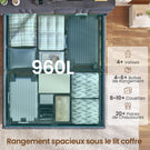AOGLLATI  160x200Lit double  avec nombreux espaces de rangement éclairage LED port USB et multiprise avec tête de lit rembourrée