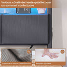 AOGLLATI Lit de 90 × 200 équipé d'un éclairage LED et de plusieurs prises électriques avec une tête de lit rembourrée et des espaces de rangement dissimulés lit d'enfant en velours côtelé blanc