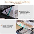 AOGLLATI Lit de 90 × 200 équipé d'un éclairage LED et de plusieurs prises électriques avec une tête de lit rembourrée et des espaces de rangement dissimulés lit d'enfant en velours côtelé blanc