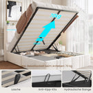 AOGLLATI  140x200Lit double  avec nombreux espaces de rangement éclairage LED port USB et multiprise avec tête de lit rembourrée