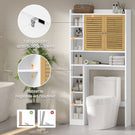 AOGLLATI Meuble Machine à Laver Meuble Toilettes WC Rangement avec 7 Compartiments Armoire de Salle de Bain avec Étagères réglables 173×82×20 cm