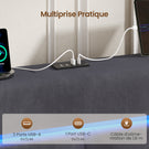 AOGLLATI  140x200Lit double  avec nombreux espaces de rangement éclairage LED port USB et multiprise avec tête de lit rembourrée