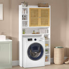 AOGLLATI Meuble Machine à Laver Meuble Toilettes WC Rangement avec 7 Compartiments Armoire de Salle de Bain avec Étagères réglables 173×82×20 cm