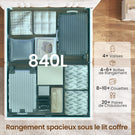 AOGLLATI  140x200Lit double  avec nombreux espaces de rangement éclairage LED port USB et multiprise avec tête de lit rembourrée