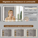 AOGLLATI Armoire de salle de bains murale avec éclairage LED et prise électrique 3 étagères réglables 16 x 80 x 60 cm blanche