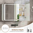 AOGLLATI Armoire de salle de bains murale avec éclairage LED et prise électrique 3 étagères réglables 16 x 80 x 60 cm blanche