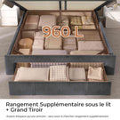 AOGLLATI  Lit avec rangement équipé d'un éclairage LED d'un port USB et d'un grand tiroir  tête de lit réglable sur deux hauteurs  160 x 200 cm