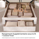 AOGLLATI  Lit avec rangement équipé d'un éclairage LED d'un port USB et d'un grand tiroir  tête de lit réglable sur deux hauteurs (beige 140 x 190 cm)