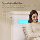 AOGLLATI  Lit avec rangement équipé d'un éclairage LED d'un port USB et d'un grand tiroir  tête de lit réglable sur deux hauteurs  160 x 200 cm