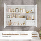 AOGLLATI Armoire de salle de bains murale avec éclairage LED et prise électrique 3 étagères réglables 16 x 80 x 60 cm blanche