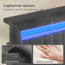 AOGLLATI  Lit avec rangement équipé d'un éclairage LED d'un port USB et d'un grand tiroir  tête de lit réglable sur deux hauteurs  160 x 200 cm
