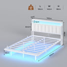 AOGLLATI  AOGLLATI 140 x 190 sommier avec éclairage LED multiprise tête de lit avec rangement structure métallique lit double surélevé