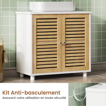AOGLLATI Meuble sous-vasque meuble de salle de bains avec tiroirs et étagères réglables 2 compartiments derrière les portes 30 x 75 x 60 cm blanc