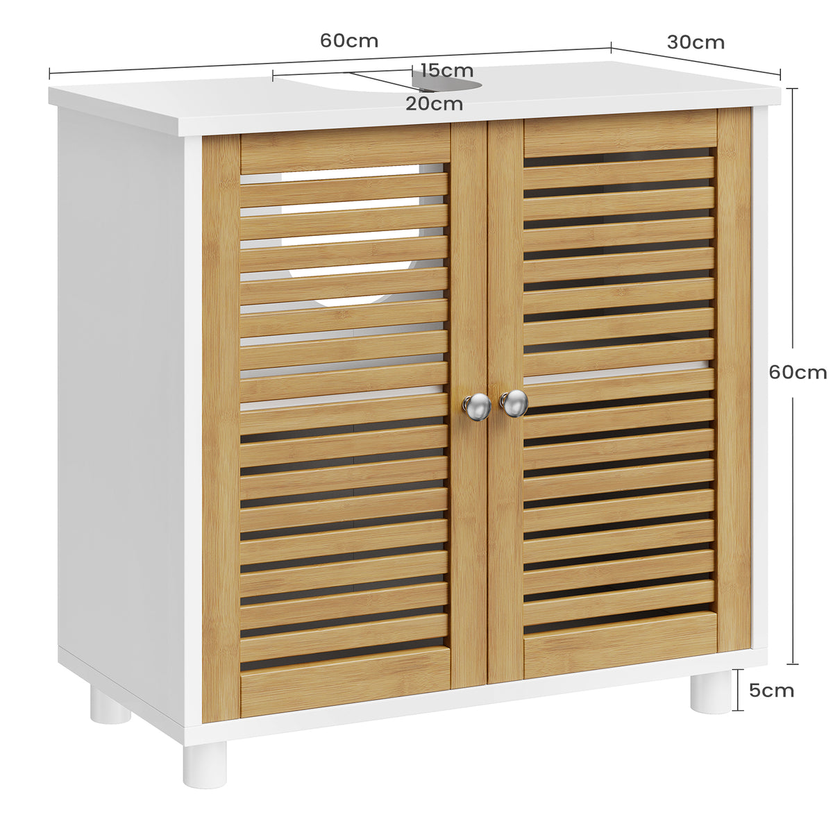 AOGLLATI Meuble sous-vasque meuble de salle de bains avec tiroirs et étagères réglables 2 compartiments derrière les portes 30 x 75 x 60 cm blanc