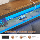 AOGLLATI  AOGLLATI 140 x 190 sommier avec éclairage LED multiprise tête de lit avec rangement structure métallique lit double surélevé