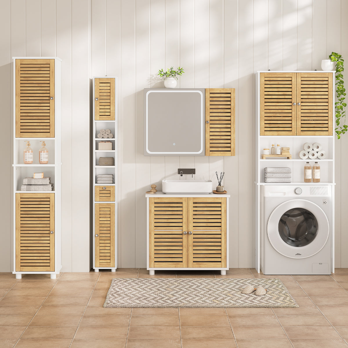 AOGLLATI Meuble sous-vasque meuble de salle de bains avec tiroirs et étagères réglables 2 compartiments derrière les portes 30 x 75 x 60 cm blanc