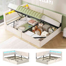 AOGLLATI Canapé-lit 140 x 200 avec rangement équipé d'un éclairage LED et de ports USB à système hydraulique avec tête de lit rembourrée et espace de rangement