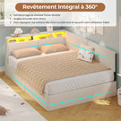 AOGLLATI Canapé-lit 140 x 200 avec rangement équipé d'un éclairage LED et de ports USB à système hydraulique avec tête de lit rembourrée et espace de rangement