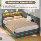 AOGLLATI Canapé-lit 140 x 200 avec rangement équipé d'un éclairage LED et de ports USB à système hydraulique avec tête de lit rembourrée et espace de rangement
