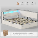 AOGLLATI Canapé-lit 140 x 200 avec rangement équipé d'un éclairage LED et de ports USB à système hydraulique avec tête de lit rembourrée et espace de rangement