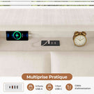 AOGLLATI Canapé-lit 140 x 200 avec rangement équipé d'un éclairage LED et de ports USB à système hydraulique avec tête de lit rembourrée et espace de rangement