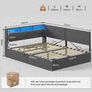 AOGLLATI Canapé-lit 140 x 200 avec rangement équipé d'un éclairage LED et de ports USB à système hydraulique avec tête de lit rembourrée et espace de rangement